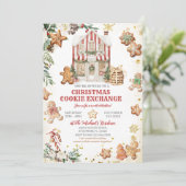 Gingerbread House & Holiday Cookies Exchange Einladung (Stehend Vorderseite)