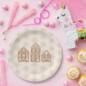 Gingerbread House Illustration Snowflake Pattern Pappteller (Party)