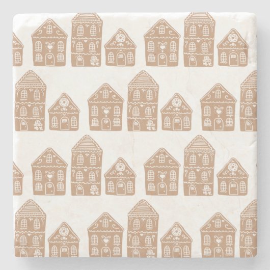 Gingerbread House Illustration Stone Coaster Steinuntersetzer (Vorderseite)