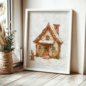 Gingerbread House Malerei Weihnachten Whimsical Poster