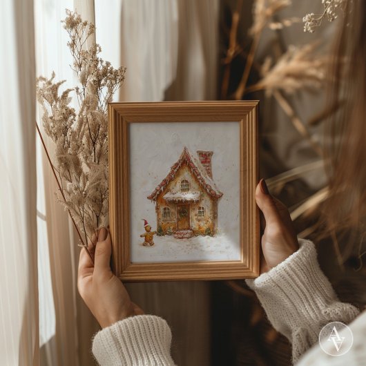 Gingerbread House Malerei Weihnachten Whimsical Poster