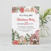 Gingerbread House Man Merry Little Christmas Party Einladung (Stehend Vorderseite)