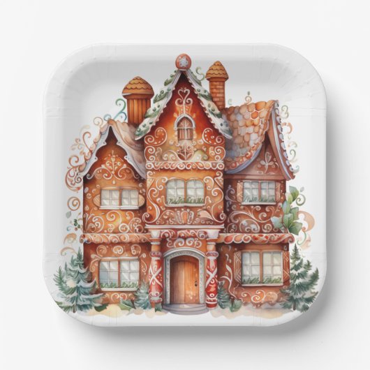 Gingerbread House Mansion Pappteller (Vorderseite)