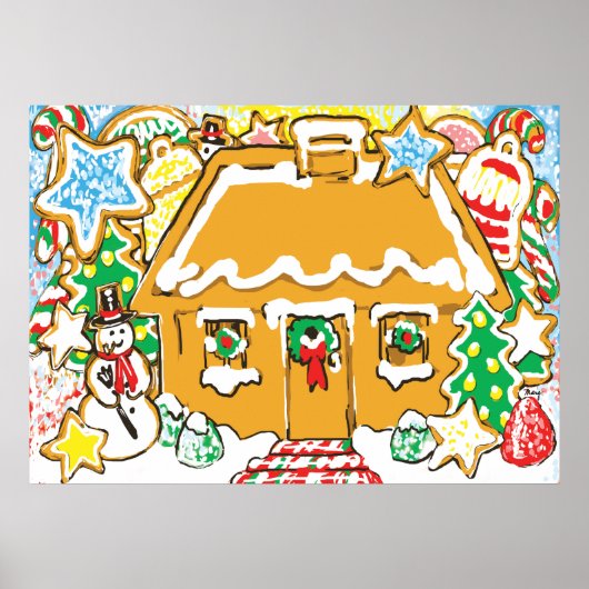 Gingerbread House Mattiert Cookies Weihnachtszene Poster (Vorne)
