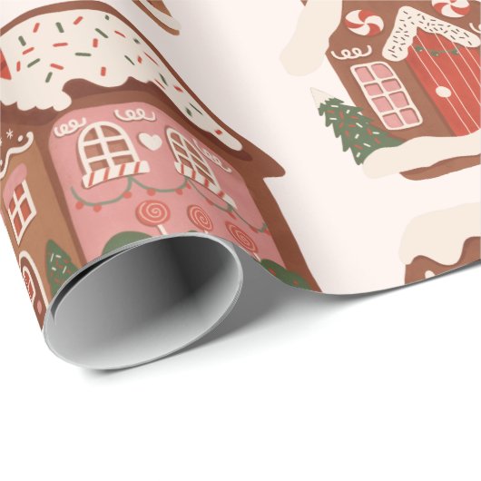 Gingerbread House Moderne frohe Weihnachten Geschenkpapier (Rolleneckpunkt)