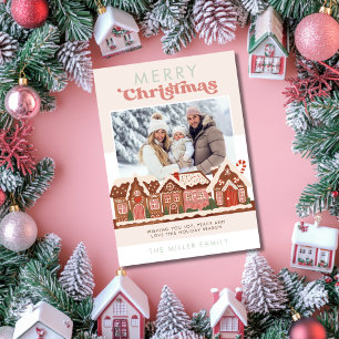 Gingerbread House Modernes fröhliches Weihnachtsfe Feiertagskarte