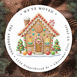 Gingerbread House New Address Zuhause Holiday Movi Runder Aufkleber