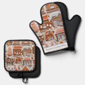 Gingerbread House Ofenhandschuh & Topflappen-Set (Vorderseite/Rückseite)