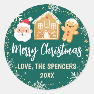 Gingerbread House Party Frohe Weihnachtsfeiertage Runder Aufkleber