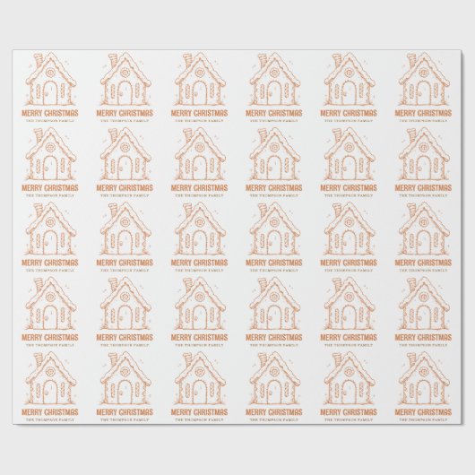 Gingerbread House Pattern Frohe Weihnachten Geschenkpapier (Flach)