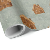 Gingerbread House Pattern Wrapping Paper Geschenkpapier (Rolleneckpunkt)