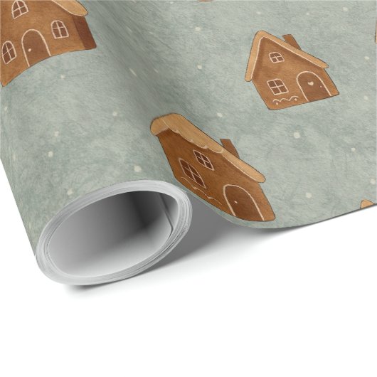 Gingerbread House Pattern Wrapping Paper Geschenkpapier (Rolleneckpunkt)