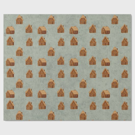 Gingerbread House Pattern Wrapping Paper Geschenkpapier (Flach)