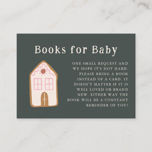 Gingerbread House Pink Baby Shower Book Request  Begleitkarte (Vorderseite)