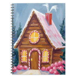 Gingerbread House Pink Christmas Watercolor Notizblock
