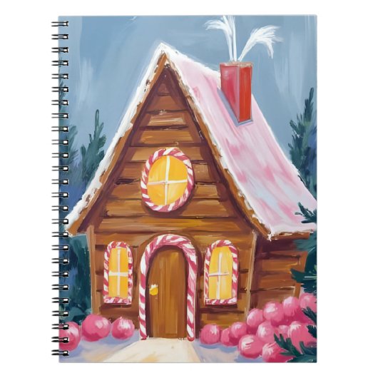 Gingerbread House Pink Christmas Watercolor Notizblock (Vorderseite)