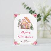 Gingerbread House Pink Frohe Weihnachten (Stehend Vorderseite)