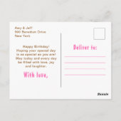 Gingerbread House Pink Happy Birthday Postkarte (Rückseite)