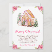 Gingerbread House Pink Merry Christmas Feiertagskarte (Vorderseite)