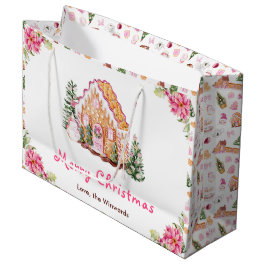 Gingerbread House Pink Merry Christmas Große Geschenktüte