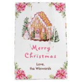 Gingerbread House Pink Merry Christmas Mittlere Geschenktüte (Rückseite)