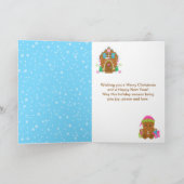 Gingerbread House Pink und Blue Frohe Weihnachten (Innenseite)