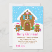 Gingerbread House Pink und Blue Frohe Weihnachten (Vorderseite)