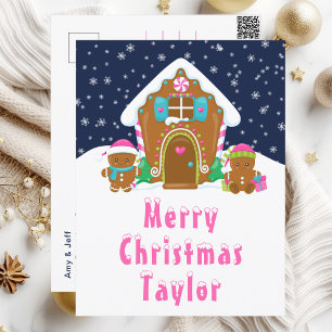 Gingerbread House Pink und Navy Frohe Weihnachten