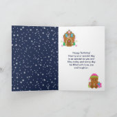 Gingerbread House Pink und Navy Happy Birthday Karte (Innenseite)