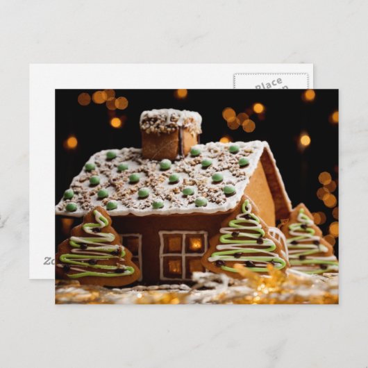 Gingerbread House Postkarte (Vorne/Hinten)