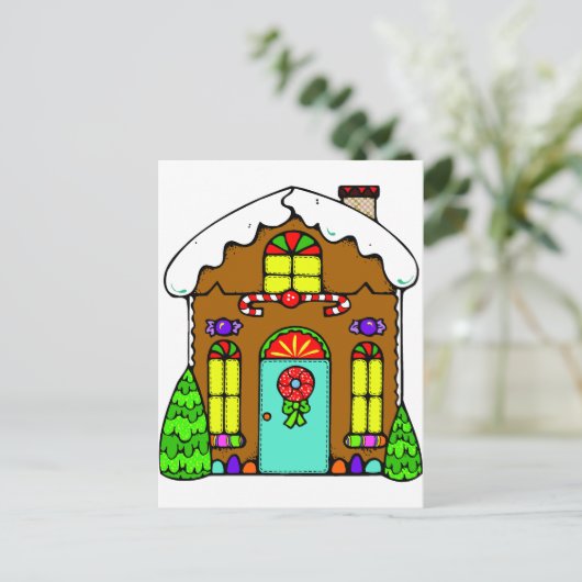 Gingerbread House Postkarte (Stehend Vorderseite)