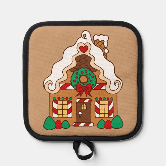 Gingerbread House Pot Holder Topflappen (Vorderseite)