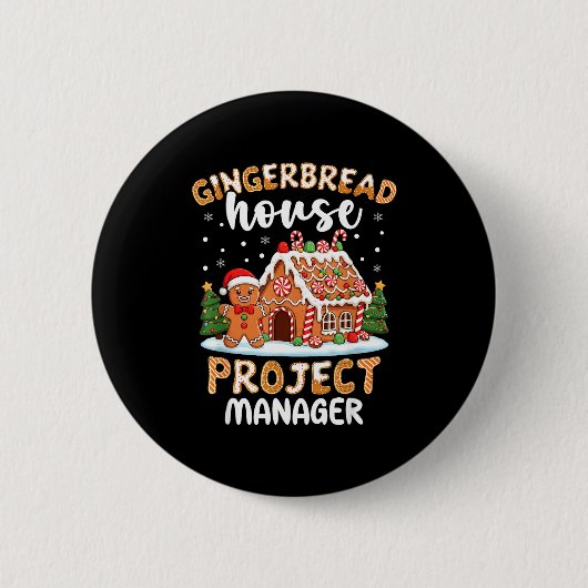 Gingerbread House Project Manager Christmas Cookie Button (Vorderseite)