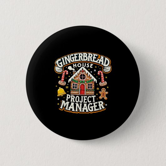 Gingerbread House Project Manager Xmas Decoration Button (Vorderseite)