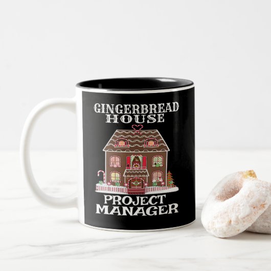 Gingerbread House Projektleiter Zweifarbige Tasse (Mit Donut)