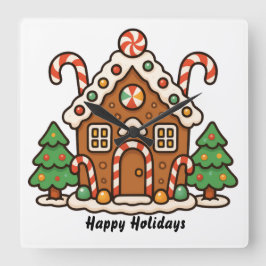 Gingerbread House Quadratische Wanduhr