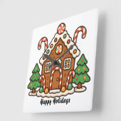 Gingerbread House Quadratische Wanduhr (Winkel)