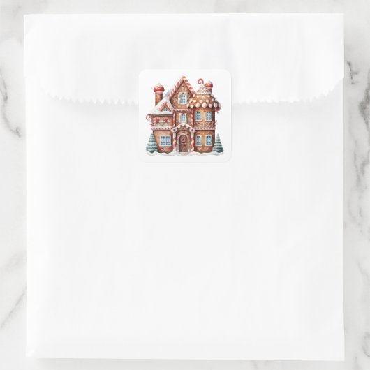 Gingerbread House Quadratischer Aufkleber (Tasche)