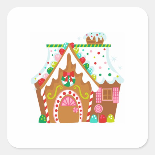 GINGERBREAD HOUSE QUADRATISCHER AUFKLEBER (Vorderseite)