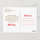 Gingerbread House Red and Blue Happy Birthday Postkarte (Rückseite)