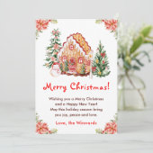 Gingerbread House Red Merry Christmas Feiertagskarte (Stehend Vorderseite)