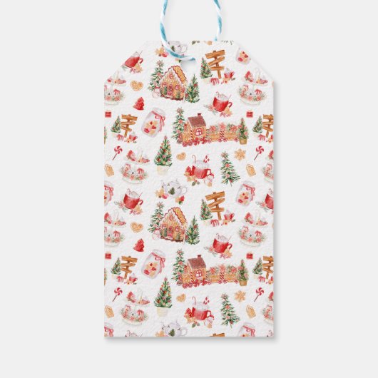 Gingerbread House Red Merry Christmas Geschenkanhänger (Rückseite)