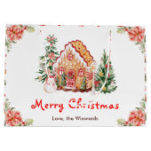 Gingerbread House Red Merry Christmas Große Geschenktüte (Rückseite)