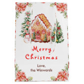 Gingerbread House Red Merry Christmas Mittlere Geschenktüte (Rückseite)