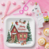 Gingerbread House Reindeer Fir Trees Pappteller (Party)