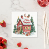 Gingerbread House Reindeer Fir Trees Serviette (Beispiel)