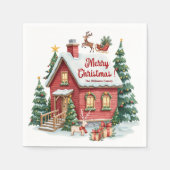 Gingerbread House Reindeer Fir Trees Serviette (Vorderseite)