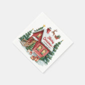 Gingerbread House Reindeer Fir Trees Serviette (Ecke)