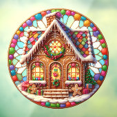Gingerbread House Round Window Fensteraufkleber (Blatt 3)