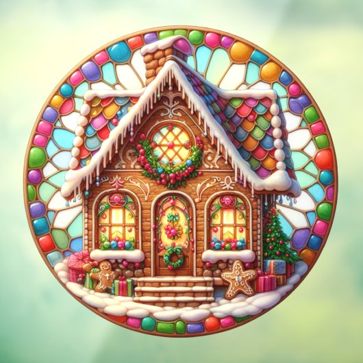 Gingerbread House Round Window Fensteraufkleber (Blatt 3)